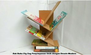 Rak Buku Zig Zag Penyimpanan Unik dengan Desain Modern Rak Buku Zig Zag